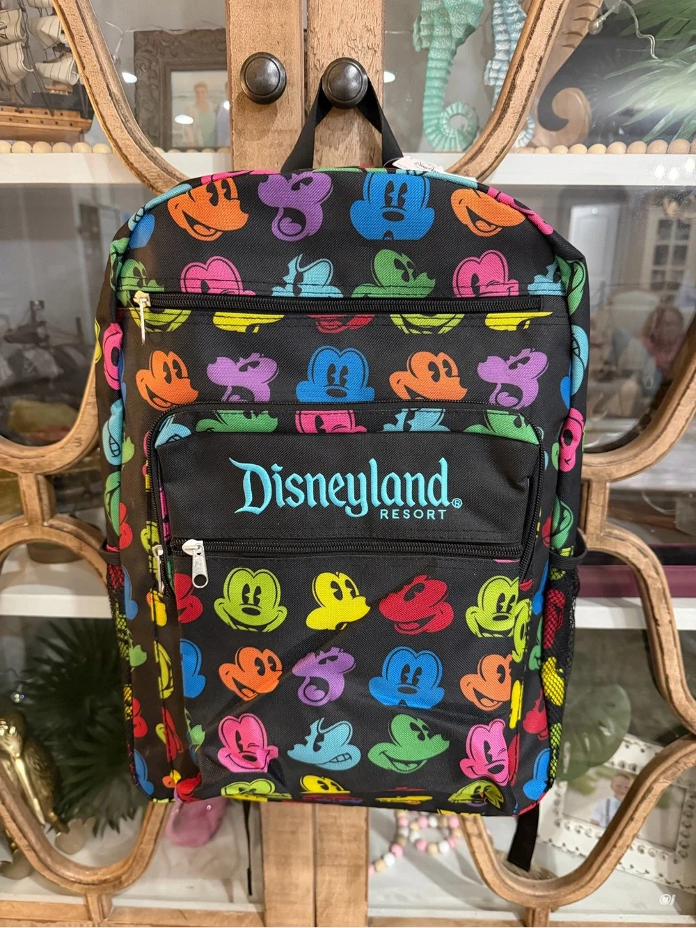 Disneyland Resort Rainbow Silhouette Mickey Mouse Face Multi-Pocket Backpack